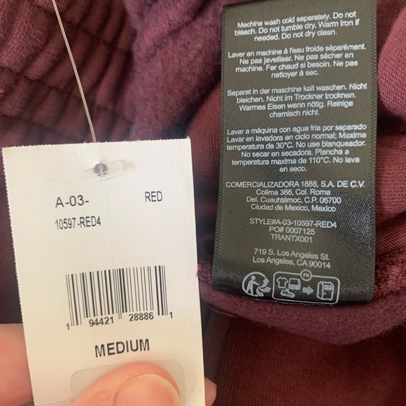 Anine Bing Karter Joggers Burgundy Size Medium NEW Women's Burgundy Sweatpants - Picture 8 of 16